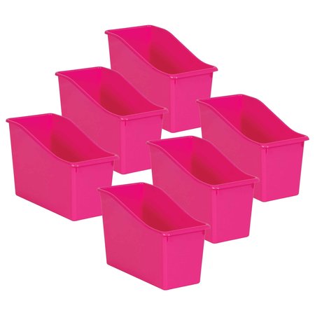 TEACHER CREATED RESOURCES Book Storage Bin, Plastic, Pink, 6 PK 20390